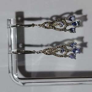 Tanzanite Earrings (dangle) -925 sterling approx 1.57 inches in length